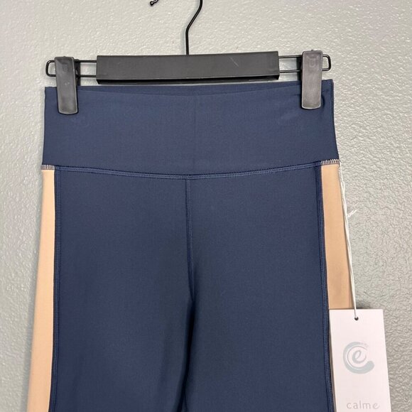 NWT Calme by Johnny Was Endurance Color Blocked Legging Navy Cream XS - Picture 6 of 11